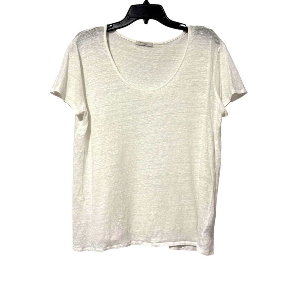 METALICUS White Linen Short Sleeve Shirt Size Small / Medium Lightweight Travel